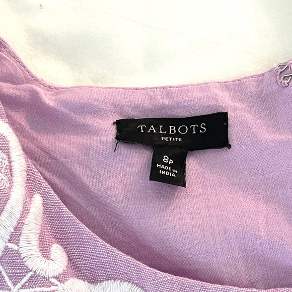 Talbots Embroidered Linen/Cotton Shift Dress - Size 8 - Picture 6 of 9